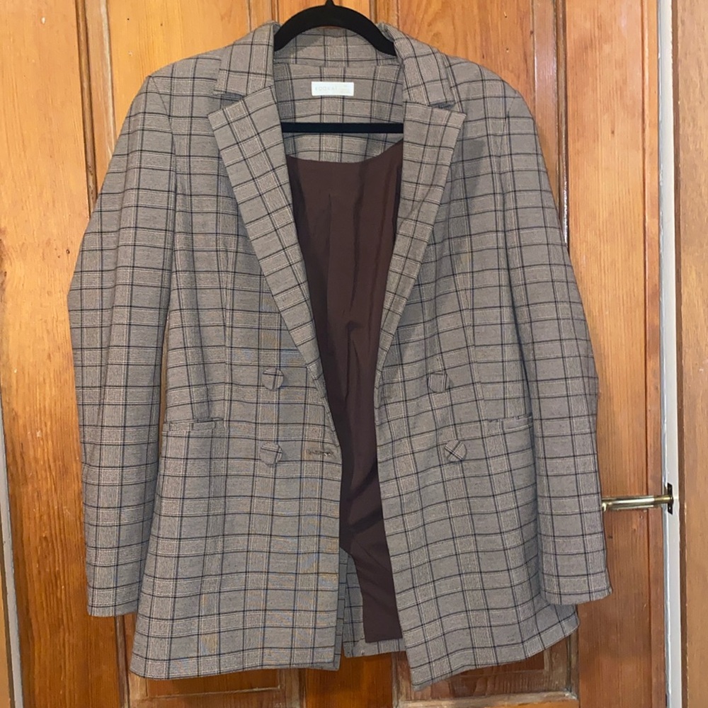 ADORABLE BROWN PLAID BLAZER